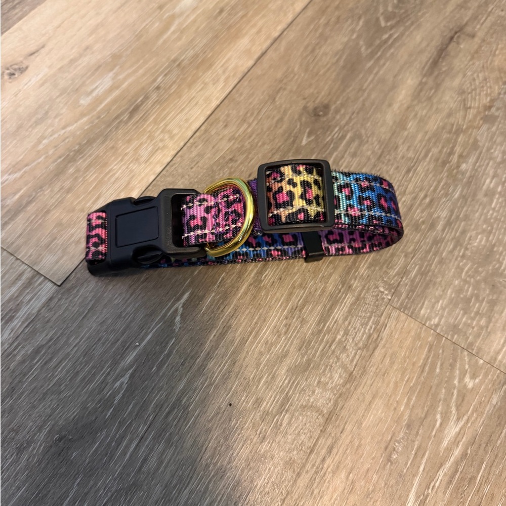 Multicolor Leopard Print Dog Collar